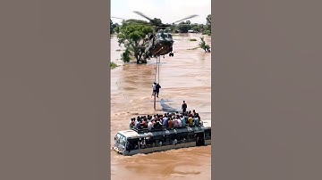 Helicopter Rescues Dozens From Submerged Bus in Deadly Floods #viral #shorts