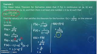 34th video: MAT183 - Mean Value Theorem for Differentiation