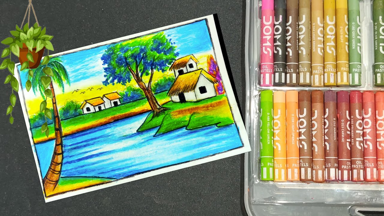 “Village Scenery Drawing Step by Step | Easy Landscape Art”🖼️ 