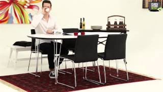 Stiria Matbord Vit 4 Viskan Stol Svart Furniturebox