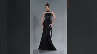 Siyah Asimetrik Kesim Üstü Payet Uzun Balık Abiye Abu5924