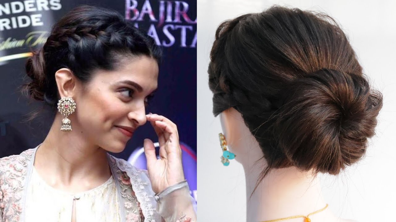 simple bun hairstyle for saree | ladies hair style - YouTube