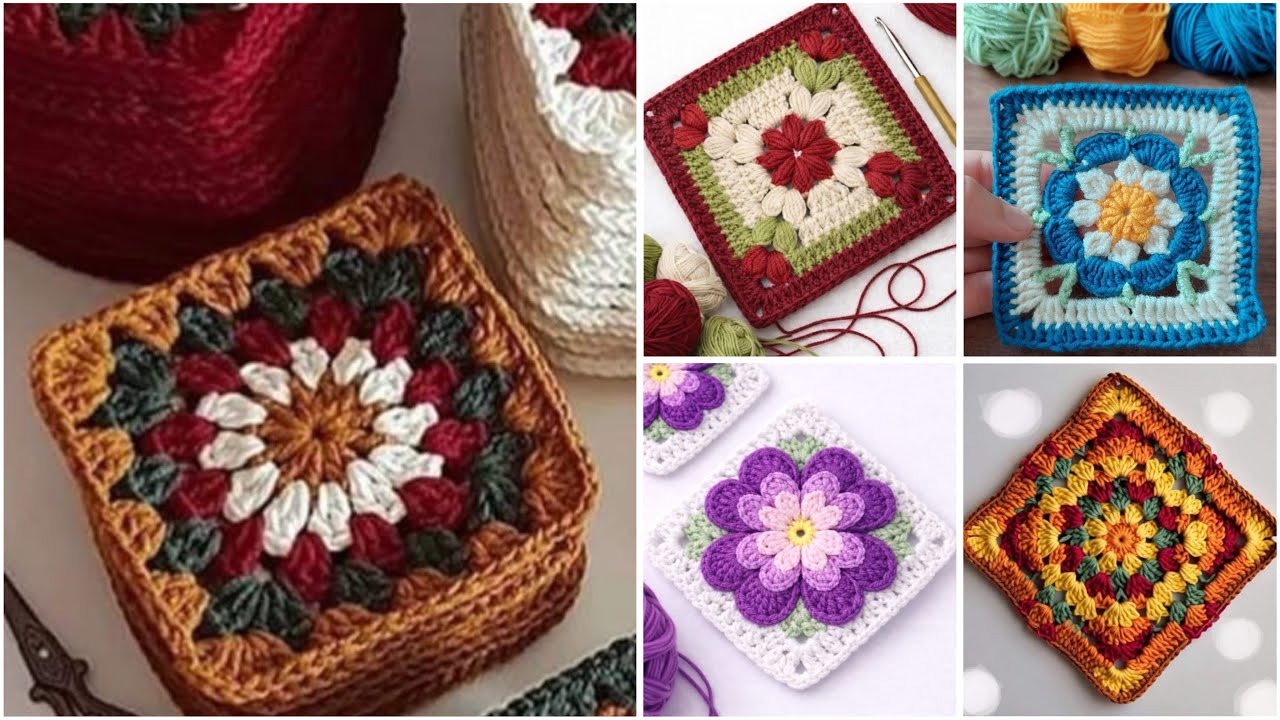Very beautiful granny crochet square pattern designs for sweater,bags and blankets 