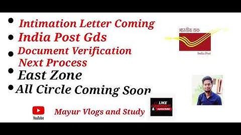 Intimation letter For East Zone Circle Candidates #indianpost Gds Intimation Letter East Zone #dv