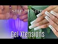 Step by step process for applying gel xgel extension nails and v french tip design