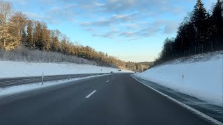 Beautiful Ambient Drive with Snow Along the Road - Ambient, No Talking & No Music