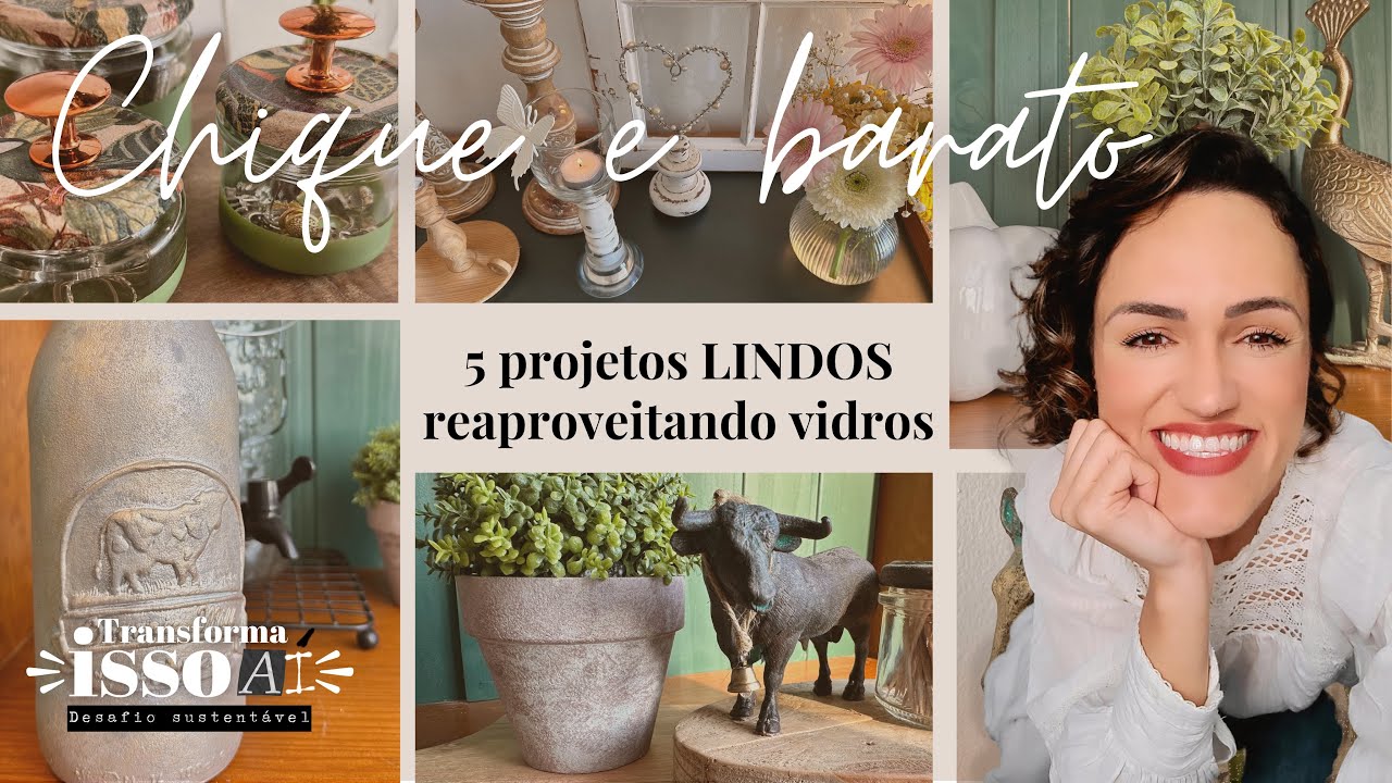 Ficou parecendo comprado em loja chique! Como reaproveitar vidros na decoração! DIY