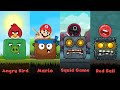 Red Ball 4 Fusion Battle: Red Ball, Angry Bird, Mario Ball & Squid Game Ball Vs All Boss
