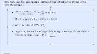 A Level Mathematics: Permutations and Combinations