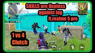 BEST CLUTCH GAMEPLAY 1 v 4 /PUBG MOBILE/REALME 5 PRO(SMOOTH+ULTRA)38FPS GAMEPLAY screenshot 3