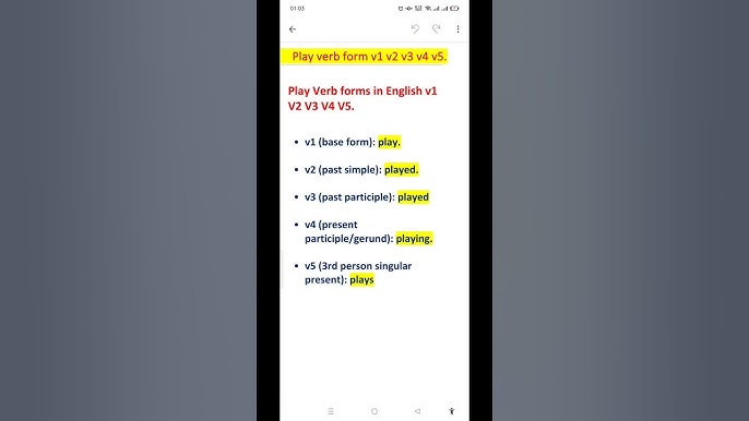 Phone Past And Past Participle Form V1 V2 V3 V4 V5 Form of Phone 
