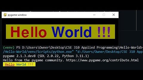 Hello World in Python with colorama & pygame Software Demo