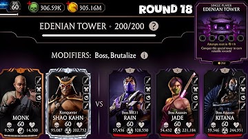 Edenian Tower Boss Battle 200 & 170,190 Fight + Rewards MK Mobile | SHAO KAHN Konqueror