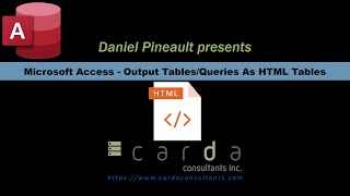 Microsoft Access - Output Tables and Queries As HTML Tables