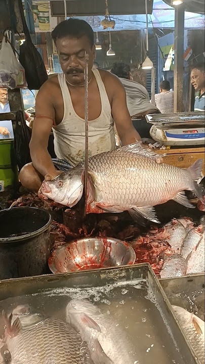 🔥😱 Perfectly Done!! Super Faast Giant Katla Fish Cutting Skills Live In Fish Market 😱 #shorts