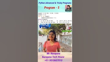 Python Advanced & Tricky Program-5 by Mr. Narayana || Narayana Tech House || 9010607010