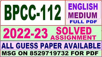 bpcc 112 solved assignment 2022-23 / bpcc 112 solved assignment in English / ignou ba psychology