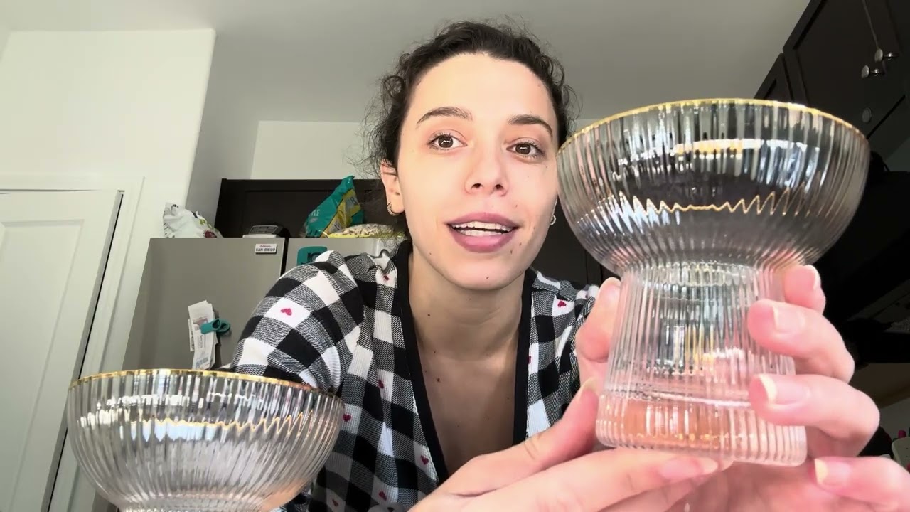 Lysenn Stemless Margarita Glasses Set of 2 - Elegant Vertical Stripes Cocktail Glasses