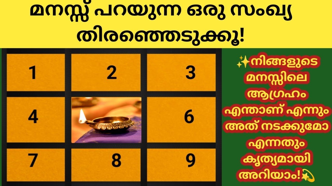 മനസ്സ് പറയുന്ന ഒരു നമ്പർ തിരഞ്ഞെടുക്കൂ,നിങ്ങളുടെ മനസ്സിലെ ആഗ്രഹം എന്താണ്?അത് നടക്കുമോ ഇല്ലയോ?അറിയാം!