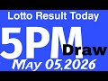 Lotto Result Today 5pm live draw may 05, 2026 Swertres result today 5pm Ez2 PCSO live result