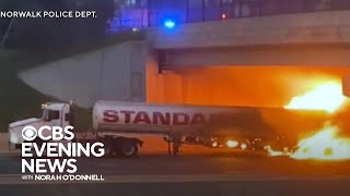 Fiery tanker crash shuts down major Connecticut thoroughfare