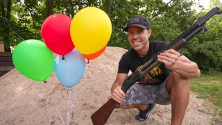 How High Will a Shotgun Shoot??? (TRENCH Gun vs Helium Balloons)