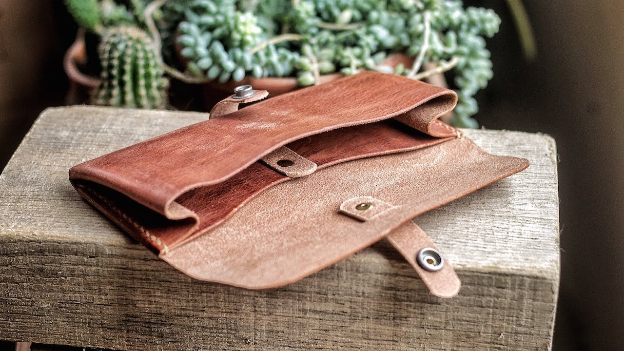 handmade leather clutch