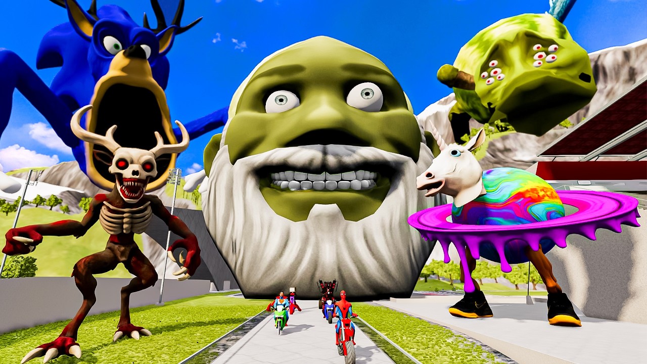 ALL MONSTERS Goo Goo Gaga & Spider-Man vs Sonic Monster & Skeleton - BeamNG.Drive