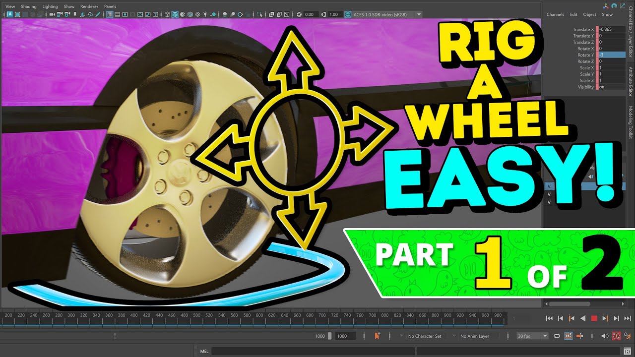 Rig a car wheel the EASY WAY ! | PART 1 of 2 ( Maya Tutorial)