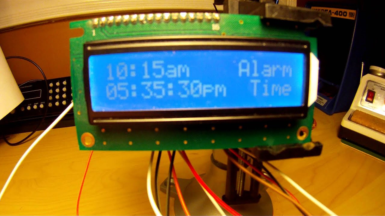 arduino lcd display clock with alarm - YouTube