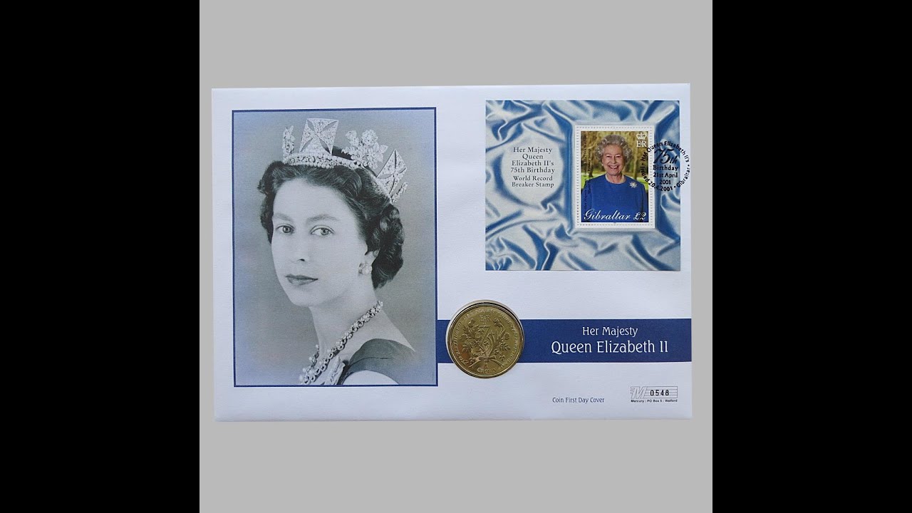2001 HM Queen Elizabeth II 75th Birthday 1 Crown Coin Cover - Gibraltar First Day Cover by Mercury