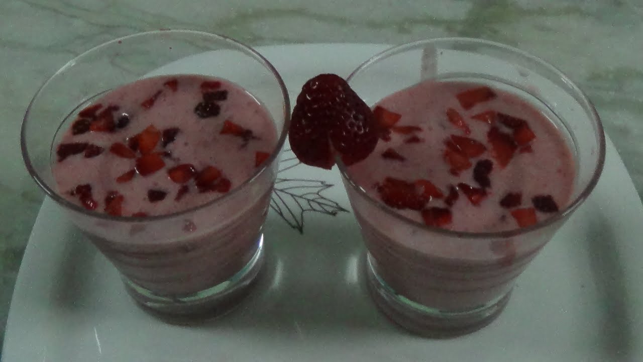 Strawberry Milkshake - Strawberry Recipe - Milkshake Recipe By Healthy Food Kitchen