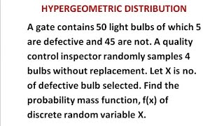   Hypergeometric Distribution #Concept#Problem-shortcut