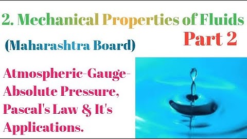 Chapter 2 Mechanical Properties of Fluids part 2 (Physics) Maharashtra board New Syllabus class 12.