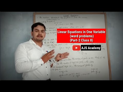 Linear Equations in One Variable (Word Problems) (Part-2 Class 8) - YouTube