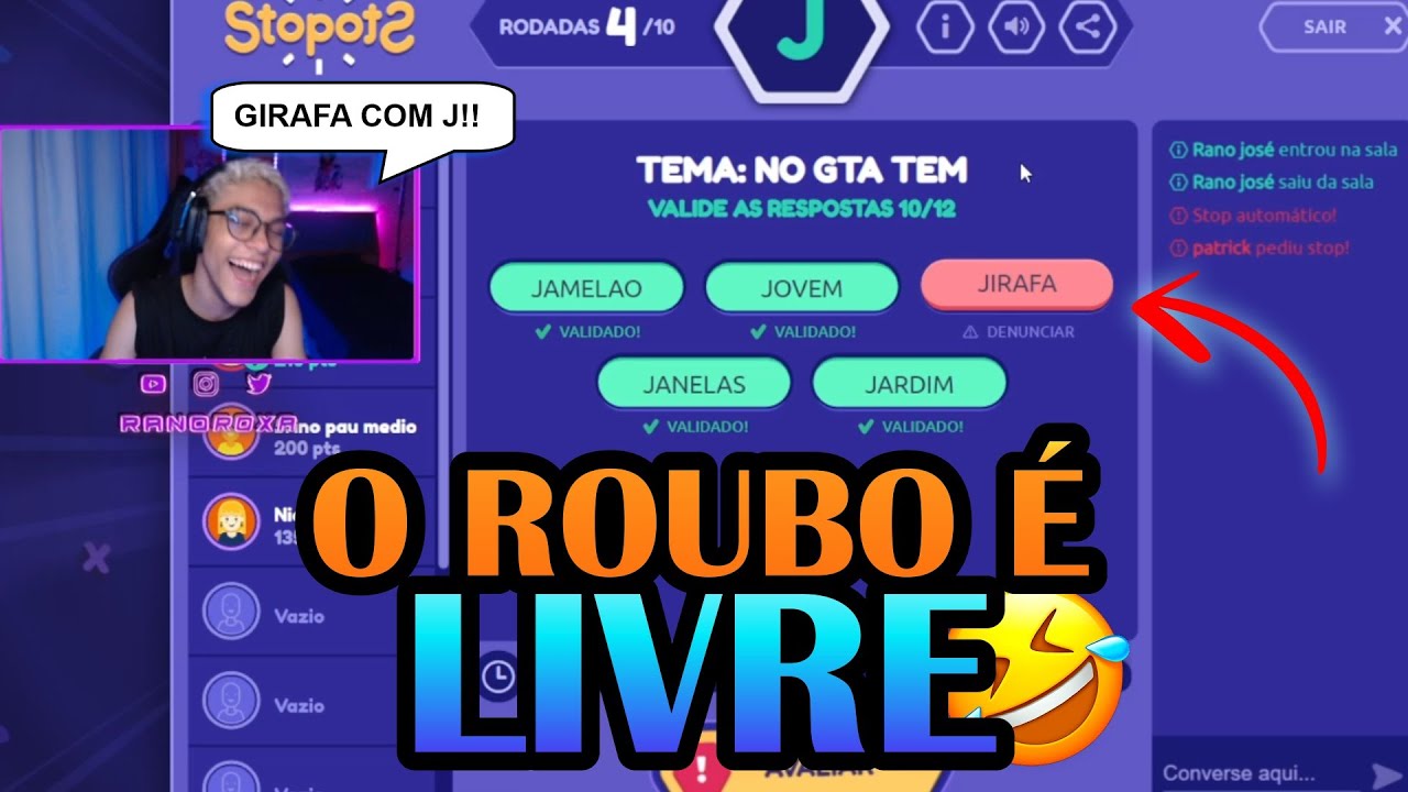RANO JOGANDO STOP COM BRUNINHO, LOBINHO, BORIS E PEDRO
