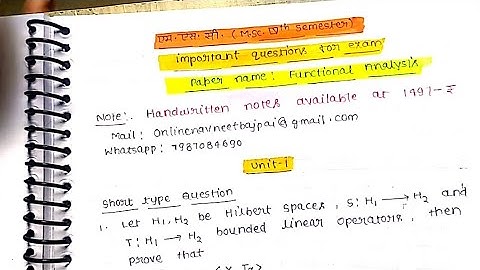 Functional analysis Msc 4th semester  || Important question ||