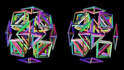 Cells-24-3d-multicolor. Rotation in four-dimensional space. 4D. Fourth dimension. Hyperspace.