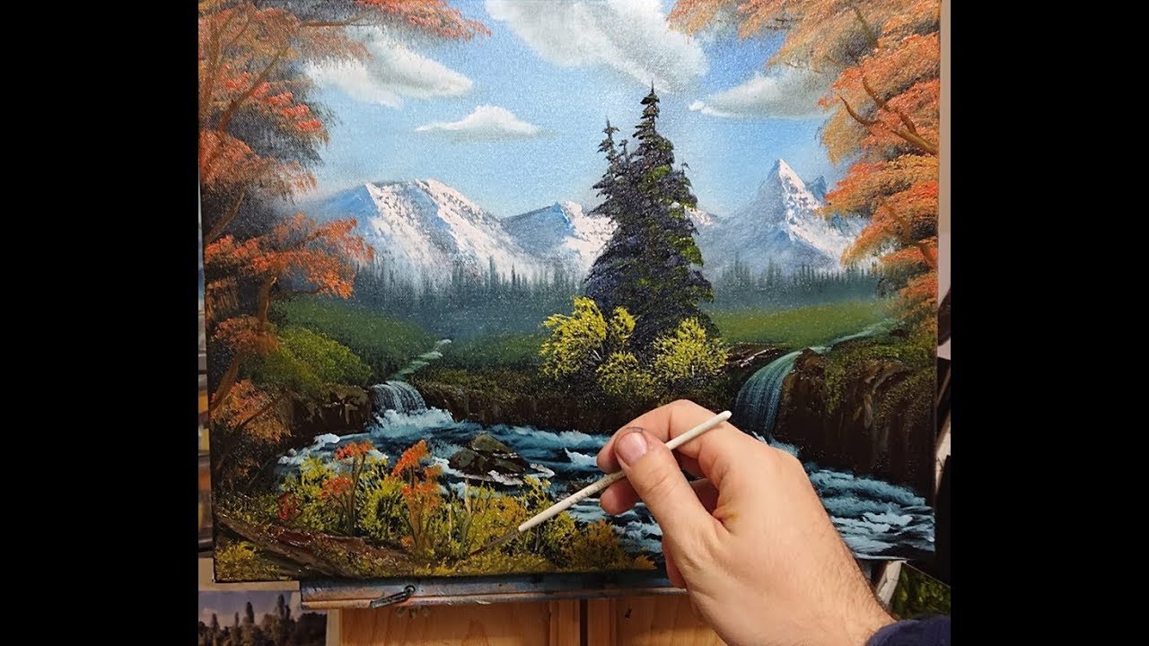 Bob Ross Wet-on-Wet Oil Painting: Magical Mountains