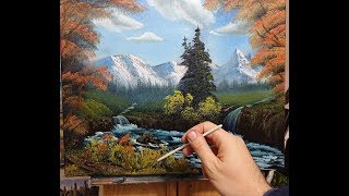 Mountain Horizon Falls - wet on wet - oil painting full lesson Mountain Horizon Falls - wet on wet - oil painting full lesson