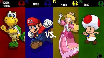 SSF2 09b mod fights- Koopa Vs. Mario Vs. Peach Vs. Toad