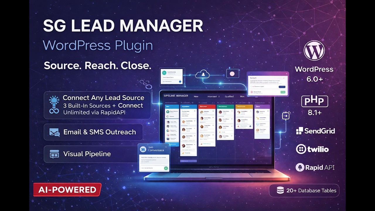 SG Lead Manager for WordPress intro video preview