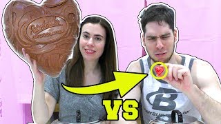 MINI CHOCOLATE HEART vs GIANT CHOCOLATE HEART!