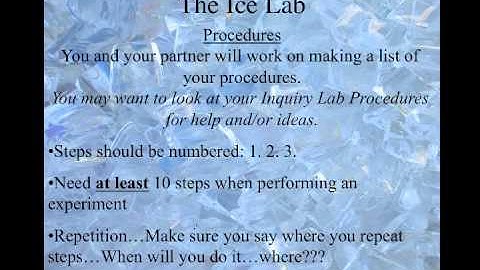 Video 1.26 - Ice Lab - Hypothesis, Materials, Procedures