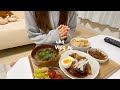 (Vlog)|SUB|一人暮らし女子の自炊vlog🌼朝ごはん🥣エビチリ🍤/豚キムチうどん/角煮/炊き込みご飯/食べた物の記録|Cooking for living alone