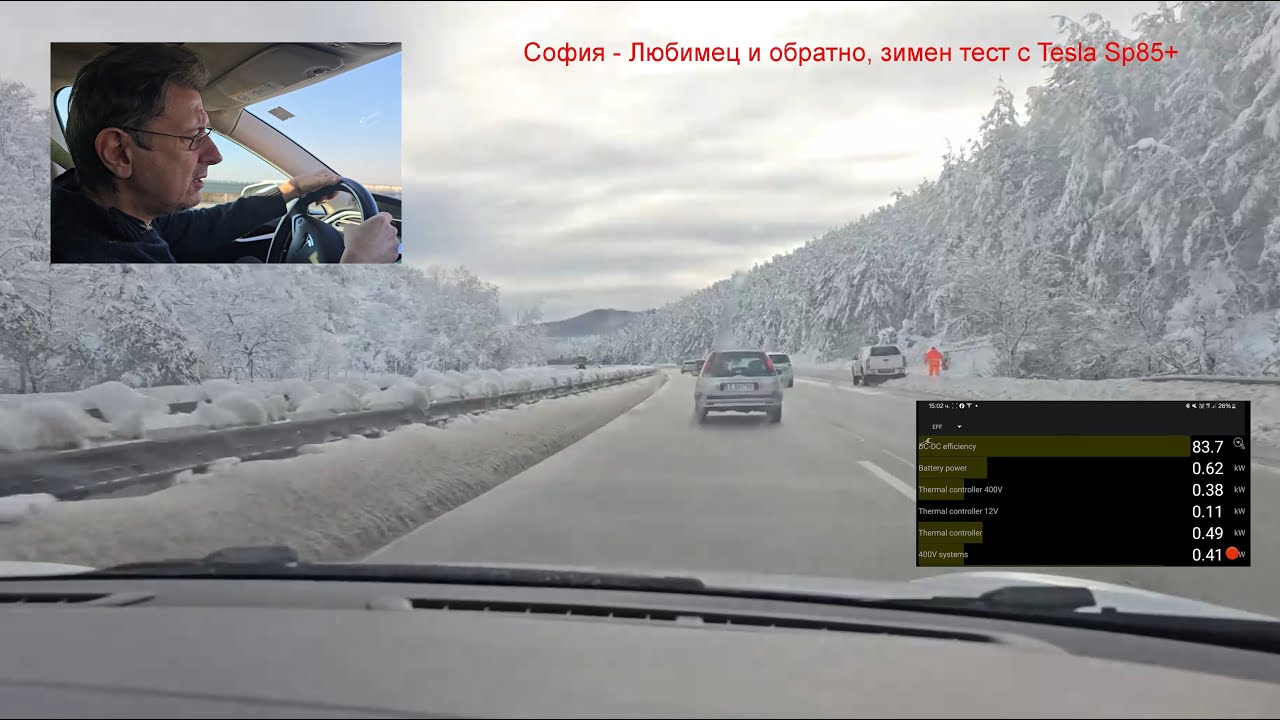 София - Любимец и обратно, зимен тест с Tesla SP85+