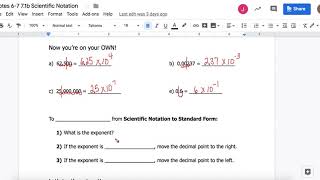 Unit 1 Notes 6-7 Scientific Notation