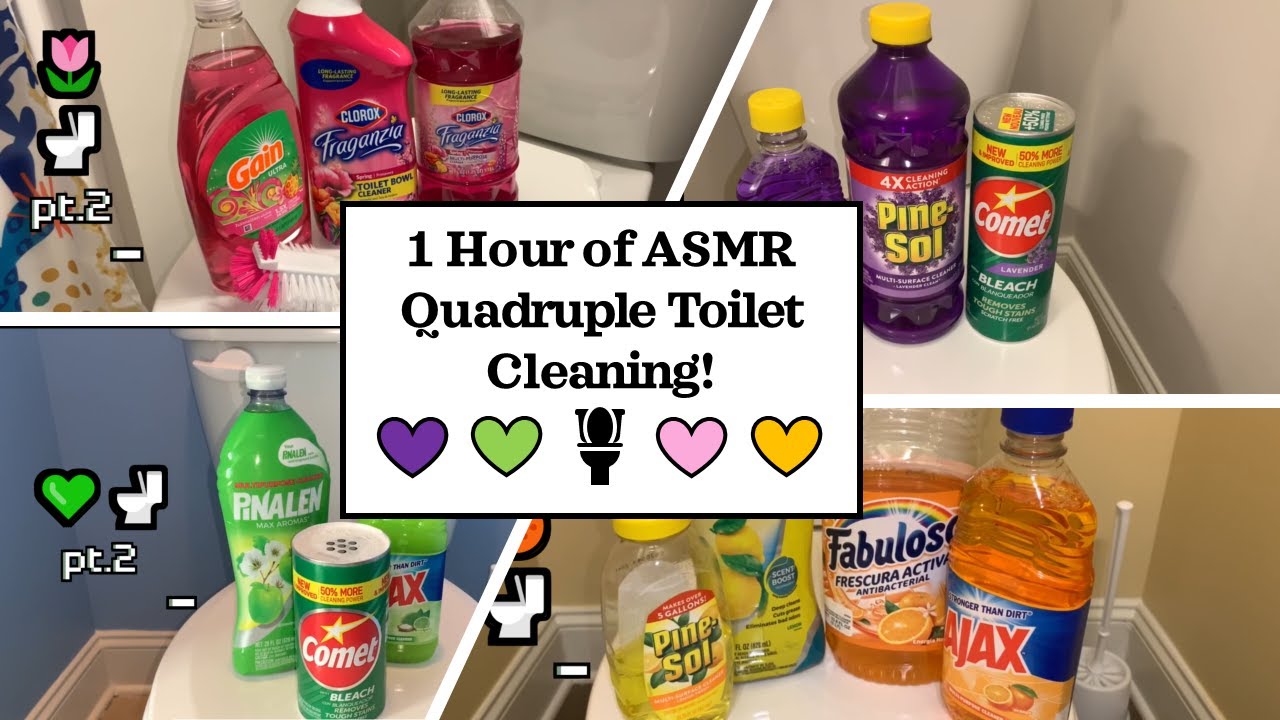 ✨🚽 1 Hour of ASMR Quadruple Toilet Cleaning & Disinfecting! 100