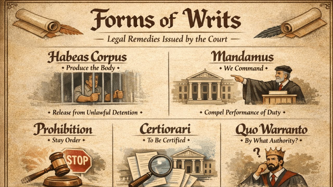 Forms of Writs in Indian Constitution | Habeas Corpus, Mandamus ...
