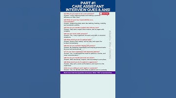 Care Assistant Interview Questions and Interview - Part #1